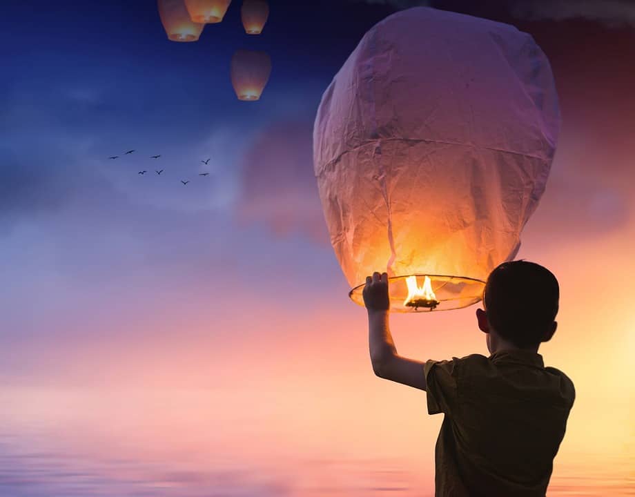 Loslaten wensballon
